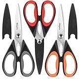 iBayam 3-Pack Kitchen Scissors All Purpose Kitchen Shears Heavy Duty Scissors with Protective Sheath for Food, 8.5" Comfort Grip Stainless Steel Dishwasher Safe Cooking Scissors, Kitchen Utensils