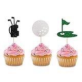 BoningNEW 24PCS Glitter Golf Cupcake Topper Golf Bag Ball Lawn Cake Picks for Birthday Party Wedding Baby Shower Party Outdoor Sports Theme Party Decorations Supplies