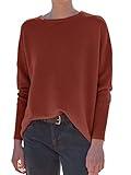 ANRABESS Women Crewneck Long Batwing Sleeve Casual Loose Fit Ribbed Knit Fall 2024 Cozy Pullover Sweater Top Outfits Rust X-Large