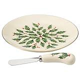 Lenox 863652 Holiday Cheese Plate and Knife Set, Christmas Hosting