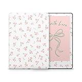 ZOOMHITSKINS Kindle Skin Compatible with Kindle Paperwhite Gen 11 (2021), White Pink Cute Ribbon Rose Elegant Vintage, Easy Bubble-Free 3M Vinyl Decal Accessories, Made in The USA