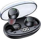 Wireless Earbuds Bluetooth 5.4 Headphones Ear Buds with Mic & LED Power Display IPX7 Waterproof Mini Earbud Stereo Sound Ultra-Light Earphones for Phone Sports Exercise Running Working Gym Black S