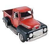 PARSAHO Vintage Farmhouse Black Red Truck Pickup Truck Rustic Metal Home Decor Collectible Vehicle Car Model Home Table Desktop Tabletop Gift Decoration