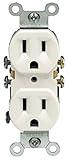 Leviton 15 Amp, 125 Volt, Duplex Receptacle, Residential Grade, Grounding, 10-Pack, 5320-WMP, White