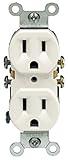 Leviton 5320-WMP 15 Amp, 125 Volt, Duplex Receptacle, Residential Grade, Grounding, 10-Pack, White