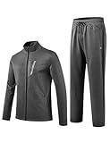 MoFiz Men's Tracksuit Athletic Sports 2 Pieces Full Zip Jacket Long Sleeve Pant Casual Running Sweatsuit Gym Workout Outfits Dark Grey XL