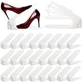 Noamus 24 Packs Shoe Slots Organizer, Adjustable 4 Level Shoe Stacker, Double Layer Stack Shoe Holder, White Plastic Shoes Space Saver, Thickening Shoe Rack Holder for Closet Organization