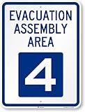 SmartSign 24 x 18 inch “Evacuation Assembly Area 4” Metal Sign, 80 mil Aluminum, 3M Laminated Engineer Grade Reflective Material, Blue and White, Made in USA