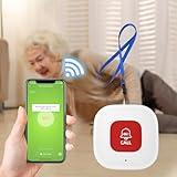 PILSAMAS WiFi Caregiver Call Button for Elderly at Home w App Notification, Elderly Monitoring, Caregiver Pager, Life Alert Systems for Seniors No Monthly Fee, Alert Button for Seniors at Home