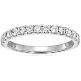 Vir Jewels 1/2 carat (ctw) Diamond Wedding Anniversary Band for Women, Half Eternity Round Diamond Engagement Ring 14K White Gold Prong Pave Set 0.50 cttw, Size 10