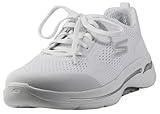 Skechers Women's Performance Go Walk Arch Fit-Motion Breeze Sneaker, White/Silver, 9