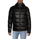 GUESS mens Mid-weight Puffer Jacket With Removable Hood Down Alternative Coat, Black, Medium US