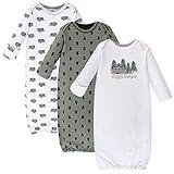 Touched by Nature Unisex Baby Organic Cotton Gowns, Happy Camper, 0-6 Months US