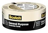 Scotch General Purpose Masking Tape, 1.88 in x 60.1 yd, Beige, Sticks for Up to 5 Days, Removes Easily Without Leaving Sticky Residue, Easy-to-Tear Masking Tape (2050-48MP)