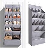 FENTEC 1 Pack Over-the-Door-Shoe-Organizers, Hanging Shoe Organizers with Large Pocket Shoe Holder Hanging Shoe Rack for Closet Shoe Organizer for Wall, Over Door Organizer with 15 Pockets Gray