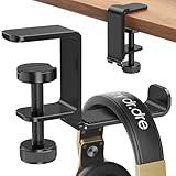 Yocice Headphone Hanger Holder Stand -Under Desk Headphone Hanger， Headset Hook Holder with Foldable，Space-Saving Aluminum Stand with Universal Fit for Gaming PC Accessories (Black-1PCS)