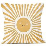 MONALET Yellow Sun Sunshine Kids Throw Pillow Cover 18x18, Cute Boho Decorative Square Pillow Case for Couch Bed Sofa, Sunshine Decor Pillowcase for Nursery Toddler Kids Bedroom Playroom Classroom