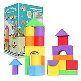 Pleykele Suitable Size Foam Building Blocks for Toddlers 18M+, Big Soft Stacking Blocks Toys, Baby Bath Toys, Sensory & Early Development Toys for Kids 1.5 Years Up (Starter Kit)