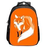 SARA NELL Fox Backpack Cute Fox School Book Bag, Fox Animal Print Children Bookbags for Elementary Primary Boys Girls, 16 Inches Bookbag with 2 Main Compartments, Orange