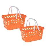 NUOBESTY 2pcs Mini Toy Shopping Basket Kids Grocery Basket with Handles Easter Eggs Baskets for Kids Toddlers Party Favors Kitchen Pretend Play Small Storage Basket Toy