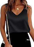 Sparkly Top Satin Tops for Women Camisole Basic Spaghetti Strap Tank Party Trendy Dressy Evening Bustier Cami Black XXL