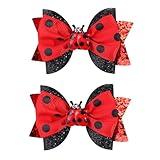 Ladybug Hair Clips for Girls Cute Hair Bow Clips Back to School Hair Clips Red Black Hair Barrettes Animal Bow Summer Hair Clip First Day of School Hair Pin Hair Accessories for Hair Decoration 2Pcs