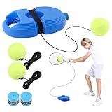 LOQJSS Tennis Practice Device,Solo Tennis Trainer Rebound Ball with 3 String Balls,Tennis Practice Rebounder Equipment Training Tools,Tennis Exercise Equipment for Adults Kids Beginners