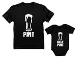 Tstars Pint & Half Pint Funny Father and Son Matching Shirts Gifts for Dads Fathers Day Dad Shirt and Baby Bodysuit Dad Black Large/Baby Black 12M (6-12M)