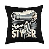 Retro Styler Hair Styling Funny Graphic Tees Throw Pillow