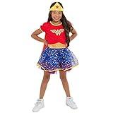 Wonder Woman Toddler Girls' Costume Dress with Gold Tiara Headband and Cape, Red (5T)