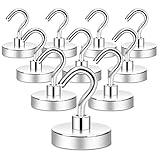 Neosmuk Magnetic Hooks Heavy Duty,130lb+ Strong Magnet with Hook for Fridge, Super Neodymium Extra Strength Industrial Hooks for Hanging, Magnetic Hanger for Toolbox, Cruise, Grill, Coat and Storage