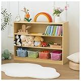 kidi house Kids Bookshelf and Toy Storage Shelf, Wooden Montessori Bookshelf, 3-Tier Toy Shelf, 30in Birch Children Bookcase, Classroom Furniture, Book Shelf for Kids Room, Nursery, Playroom