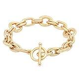 SOFYBJA 18k Gold Plated Chunky Wide Cuban Curb Oval Rolo Link Chain Bracelets for Women Rope Bracelets Handmade Jewelry for Women