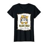 Black Gold Vibes Only Football Women Leopard Football T-Shirt