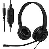 Ladont Kids Wired Headphones with Microphone for Classroom School Student K-12, 3.5mm Jack Wired Headphones for Chromebooks Computer PC Laptop-Black (1 Pack)