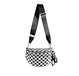 FEIBOON Spacious Checkered Nylon Crossbody Bag Bum Bag Checkered Handbags Wallets for Women