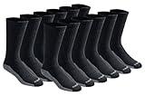 Dickies Men's Dri-Tech Moisture Control Crew Socks, Available in M-XXL (6, 18, Black (12 Pairs), Large