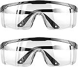 Euxor, Safety Glasses Goggles (2 Pack) Shattered Proof, ANSI Z87.1 & EN 166 UV Resistant, Wide Frame Scratch Resistant Eye Shield Black Frame Wear over Glasses Adjustable temples Unisex.