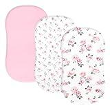 PHF 3 Pack Soft Bassinet Sheets, Rose Floral Comfy Polyester Cradle Sheets for Baby Boys Girls, Universal Fit for Most Cradle and Bassinet Mattress, Pink Floral