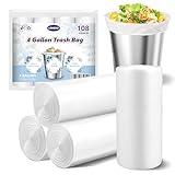 Small Trash Bags 4 Gallon - 108 Count Leakage-Proof 4 Gallon Trash Bag, Small Garbage Bags for Office Bedroom Bathroom Mini Trash Bags, Unscented White 15L Small Trash Can Liners