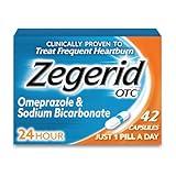 Zegerid OTC, Omeprazole 20mg and Sodium Bicarbonate, Heartburn Medicine, Acid Reducer, PPI, 24hr All Day Protection, 1 Pack 42 Capsules