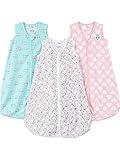 Simple Joys by Carter's Baby 3-Pack Cotton Wearable Blankets, Hearts/Owl, Small