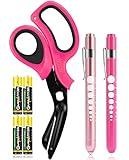 MEUUT 3 Pack Pen light & Medical Scissors-One Pantented Trauma Scissor Two LED Penlight with Pupil Gauge -8" Bandage Scissor for Nurse Doctor EMT