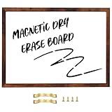 TORASO Dry Erase White Board, Magnetic Surface Whiteboard for Wall, Office/School/Home, Hanging Board for Decoration/Planning/Kitchen Grocery List/Drawing, Vintage Brown Frame(BB-BN-4358)