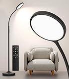 luckystyle Floor Lamp,Super Bright Dimmable LED Lamps for Living Room, Custom Color Temperature Standing Lamp with Remote Push Button, Adjustable Gooseneck Reading Floor Lamp for Bedroom Office Black