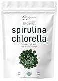 Organic Chlorella Spirulina Tablets, 3000mg Per Serving, 720 Counts, 4 Months Supply, 50/50 Blend Superfood, No Filler, No Additives, Cracked Cell Wall, Rich in Vegan Protein & Chlorophyll