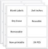 Reusable Dry Erase Labels for Organizing, Storage Bin, Craft, Jars, Pantry Labels, Sticky Notes for Office School Home Gift Chioce, Removable (2x4 inches, 24PCS) (White)