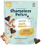 Shameless Pets Soft-Baked Dog Treats, Bananas for Bacon - Natural & Healthy Dog Chews for Skin & Coat Support with Omega 3 & 6 - Biscuits Baked & Made in USA, Free from Grain, Corn & Soy - 1-Pack