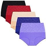 YaShaer Women's Underwear High Waist Cotton Briefs Ladies Panties Tummy Control Plus Size Full Coverage Panty Size L