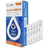 CorDx TyFast 10 Mins Flu A/B & Covid 19 Multiplex Rapid Test, Results in 10 Minutes—Precision Skip The 15 Wait, EUA Authorized, at Home 3 in 1 Combo Kit, 5 Tests, Use-Friendly & No Discomfort